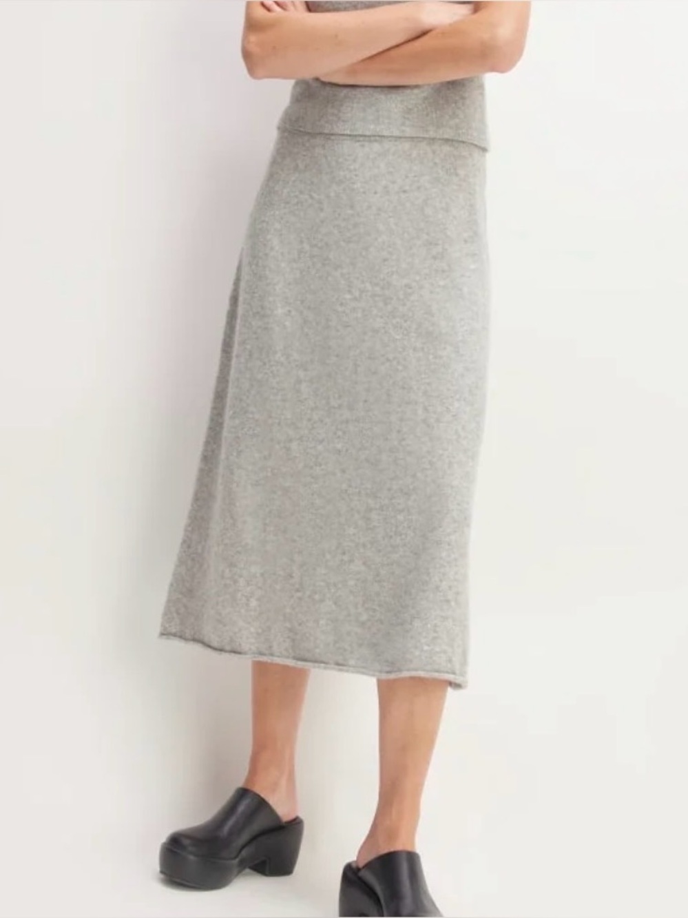Everlane Wool Blend Midi Skirt Cozy Gray Stretchy size XS